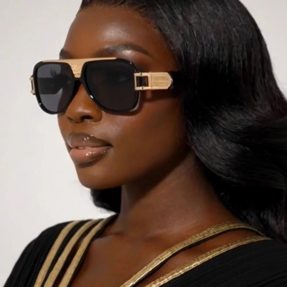 Women Sunglasses Baddie Aesthetic Glam Hip Hop Retro Designer Style Gold  Summer